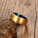 New Arrival Classic Men's Blue Tungsten Ring Classical Gold-color Rings Men Tungsten Jewelry