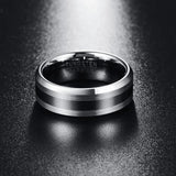 New Arrival Men's Beveled Edge Satin Brushed Stripes 8mm Polished Tungsten Carbide Wedding Band Rings