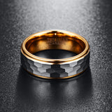 Splendid Hammered Finish Gold Plating Edge Men's 8mm Tungsten Carbide Ring Wedding Band