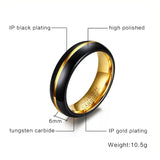 New Arrival High Quality Men's Thin Ring 6MM Black Tungsten Carbide Rings for Men Wedding Party Jewelry