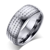 Amazing High Quality Engraved Chinese Buddhist Texts Tungsten Rings for Men - Religions Lucky Jewelry