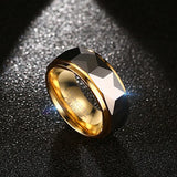 High Quality Gold Color 8mm Width Rhombus Design 100% Tungsten Carbide Men Rings - Wedding Engagement Male Jewelry