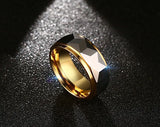 Luxury New Fashion 8mm High Quality Tungsten Steel Geometric Rings For Men Wedding Engagement Bands
