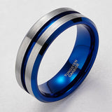New Arrival Popular Thin Blue Line 8mm Black Tungsten Carbide Rings Wedding Bands Vintage Jewelry