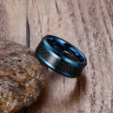 New Arrival Blue 8mm Men's Carbon Fiber Tungsten Rings for Men - Wedding Bands Tungsten Carbide Men Jewelry Rings