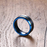 High Quality New Arrival Thin Blue Line 8MM  Tungsten Ring Wedding Brands Tungsten Carbide Rings for Men Jewelry