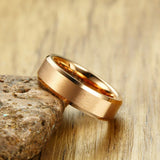 New High Quality  Rose Gold Color Matt Surface Classic Simple Tungsten Wedding Band Casual Men's Rings