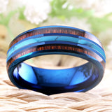 Fabulous 8mm Blue Koa Wood With Turquoise inlay Classic Men's Wedding Rings Tungsten Carbide Ring - Fashion Jewelry