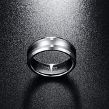 New Arrival Men's Beveled Edge Satin Brushed Stripes 8mm Polished Tungsten Carbide Wedding Band Rings