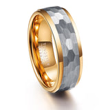 Splendid Hammered Finish Gold Plating Edge Men's 8mm Tungsten Carbide Ring Wedding Band