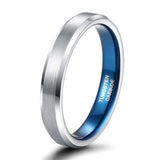 Black Blue Inside 4/6/8mm Tungsten Rings Mens and Womens Finger Band Cool Rings Classic Wedding Engagement Bands