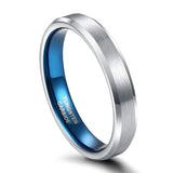 Silver Color Surface Blue Inside 8/6/4mm Tungsten Rings For Men Women Classic Unisex Wedding Band Simple Design Ring