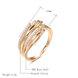 Elegant Hollow Wave Rolled 14K Filled Rose Gold Sparkling AAA Zircon Diamonds Rings For Women, Trend Bride Jewelry