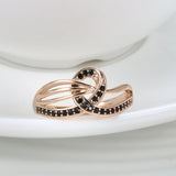 New Luxury 14K Filled Rose Gold Octopus Tentacles Design Hollow Cross AAAA Black Zircon Diamonds Rings for Women