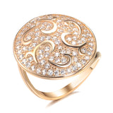 Luxury Design Big Size Filled 14K Rose Gold Round Rings For Women AAA Zircon Diamonds Full Paved Fine Jewelry