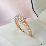 Classic Luxury Retro AAA Zircon Diamonds 14K Rolled Rose Gold Ring - Wedding Jewelry Accessories For Woman
