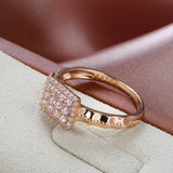 Classic Luxury Retro AAA Zircon Diamonds 14K Rolled Rose Gold Ring - Wedding Jewelry Accessories For Woman