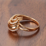 Elegant Hollow Wave Rolled 14K Filled Rose Gold Sparkling AAA Zircon Diamonds Rings For Women, Trend Bride Jewelry
