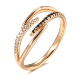 Fashion Trend Sparkling Crossover Design Filled 14K Rose Gold Luxury AAA Zircon Crystal Rings for Women Jewelry