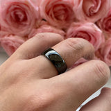 Classic Domed Edges Polished Shiny 8mm Black Tungsten Carbide I Love You Engraved Engagement Wedding Bands and Rings