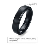 Classic Simple Gentle  Black Anti Scratch 5mm Tungsten Wedding Band for Men Women, Carbide Tungsten Ring Jewelry