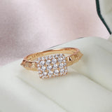 Classic Luxury Retro AAA Zircon Diamonds 14K Rolled Rose Gold Ring - Wedding Jewelry Accessories For Woman