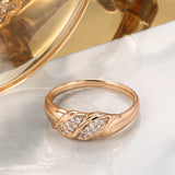 Romantic Filled 14K Rose Gold Top Quality AAA Zircon Diamonds Women's Ring  Daily Luxury Jewelry Gifts