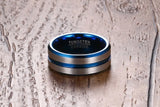 High Quality New Arrival Thin Blue Line 8MM  Tungsten Ring Wedding Brands Tungsten Carbide Rings for Men Jewelry