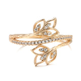 Romantic 14K Filled Rose Gold Shiny AAA Zircon Diamonds Vintage Trendy Crystal Flower Women's Ring Quality Jewelry