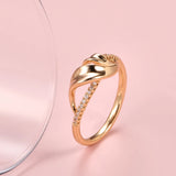 Superb Hearts and Arrows 14K Rolled Rose Gold AAA+ White CZ Diamonds Hollow Single Row Diamond Rings Fine Jewelry