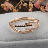 Fashion Trend Sparkling Crossover Design Filled 14K Rose Gold Luxury AAA Zircon Crystal Rings for Women Jewelry
