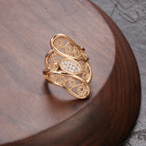 New Hollow Crystal Flower AAA Zircon Diamonds Pave Setting 14K Rolled Rose Gold Women's Ring, Vintage Bride  Jewelry