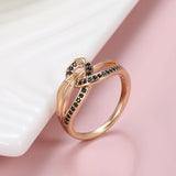 New Luxury 14K Filled Rose Gold Octopus Tentacles Design Hollow Cross AAAA Black Zircon Diamonds Rings for Women