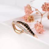 Luxury Fashion Filled 14K Rose Gold 2 Rows Black and White AAA Zircon Diamonds Vintage Cross Ring
