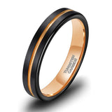 Thin Groove Two Tone Unisex 4mm Tungsten Ring Blue/Rose Gold Color Wedding Bands for Men Women Engagement Rings