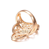 New Hollow Crystal Flower AAA Zircon Diamonds Pave Setting 14K Rolled Rose Gold Women's Ring, Vintage Bride  Jewelry