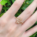 Romantic 14K Filled Rose Gold Shiny AAA Zircon Diamonds Vintage Trendy Crystal Flower Women's Ring Quality Jewelry