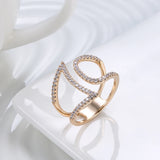 Marvelous Design Romantic 14K Filled Rose Gold Luxury Geometric Line Shiny AAA+ CZ Diamonds Open Ring, Trend Jewelry