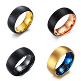 Black Interface Matt Surface Tungsten Carbide Rings for Men 8mm Wedding Bands, Classic Men Jewelry Anniversary Gift