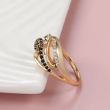 Exquisite Hollow Luxury Circle Design 14K Rose Gold Rings Black AAA Zircon Diamonds Rings For Women Party Jewelry