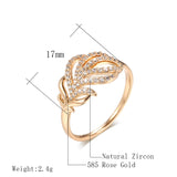 Luxury Elegant Leaf Shape 14K Filled Rose Gold AAA Zircon Diamonds Flower Fashion Rings For Women Daily Jewelry