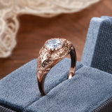 14K Rolled Rose Gold Faith Ring Micro-wax Inlay AAA+ CZ Diamonds Rings Women - Fine Religious Jewelry