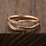 Fashion Trend Sparkling Crossover Design Filled 14K Rose Gold Luxury AAA Zircon Crystal Rings for Women Jewelry