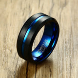 New Arrival Classic 8mm Stylish Grooved Line Finger Band, Casual Tungsten Wedding Rings for Men - Engagement Jewelry