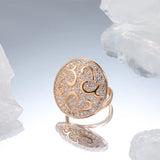 Luxury Design Big Size Filled 14K Rose Gold Round Rings For Women AAA Zircon Diamonds Full Paved Fine Jewelry