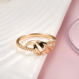 Superb Hearts and Arrows 14K Rolled Rose Gold AAA+ White CZ Diamonds Hollow Single Row Diamond Rings Fine Jewelry
