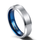 Silver Color Surface Blue Inside 8/6/4mm Tungsten Rings For Men Women Classic Unisex Wedding Band Simple Design Ring