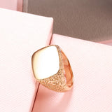 Hot Fashion Big Glossy Simple Square Design Exquisite Relief 14K Filled Rose Gold Men's Rings Fine Jewelry Gift
