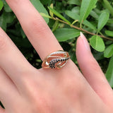 Exquisite Hollow Luxury Circle Design 14K Rose Gold Rings Black AAA Zircon Diamonds Rings For Women Party Jewelry