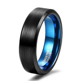 Black Blue Inside 4/6/8mm Tungsten Rings Mens and Womens Finger Band Cool Rings Classic Wedding Engagement Bands